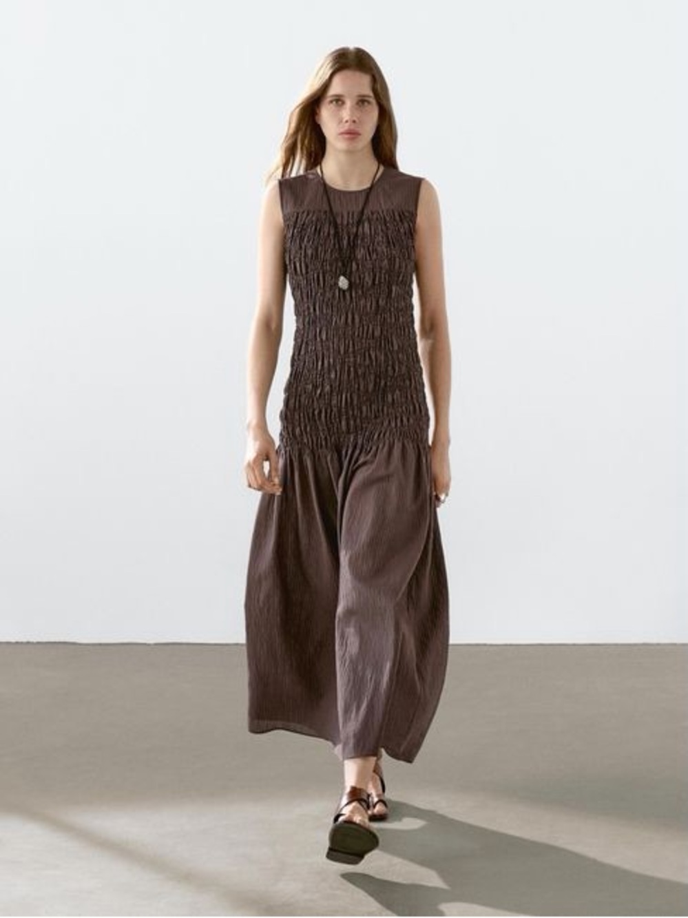 Zara massimo dutti long flounce dress with gathered detail